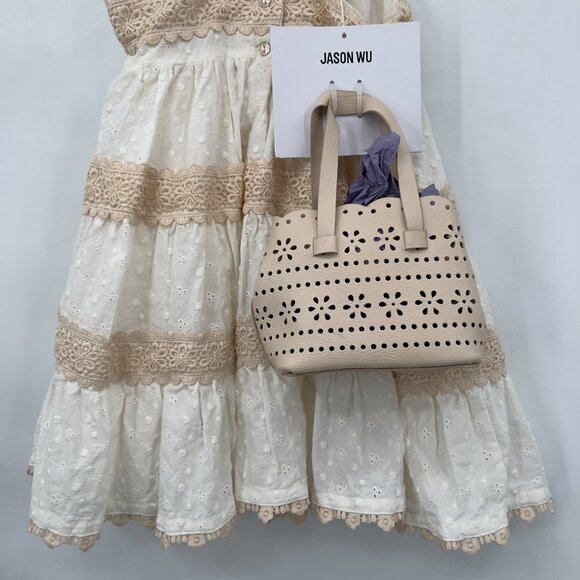 Jason Wu Girls Cream Eyelet Lace Tiered Dress + Matching Mini Tote – 4T NWT - Picture 3 of 8